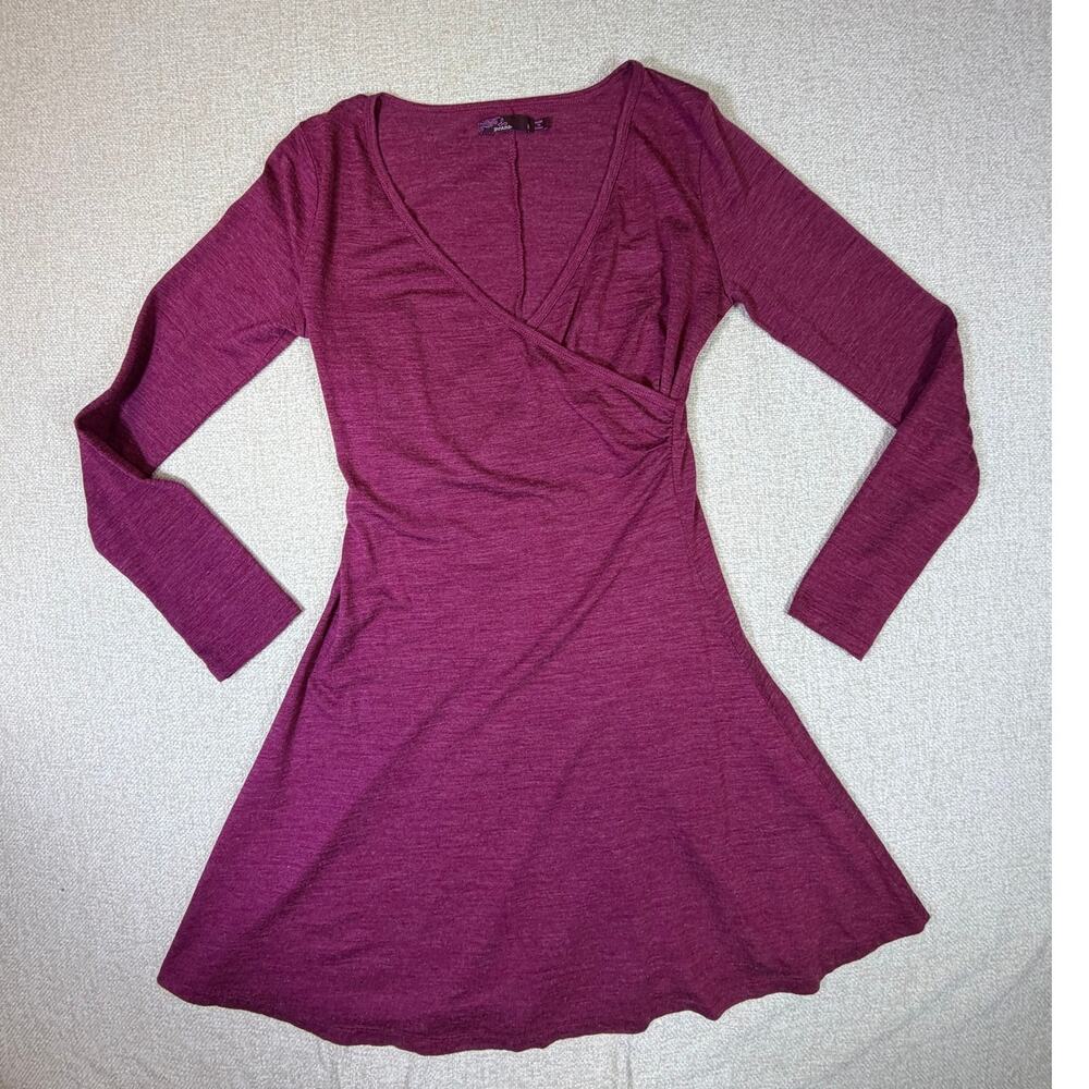 Long Sleeve Wrap-Style Women’s Dress in Deep Berry